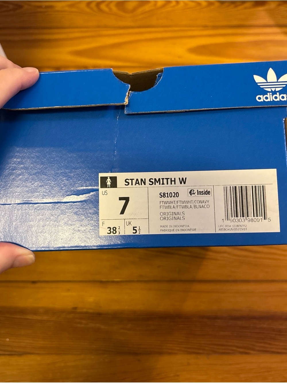 adidas Stan Smith White Sneakers with Black Heel Patch - Picture 5 of 5